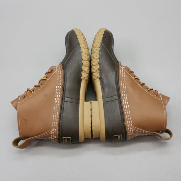 LL Bean Ladies 7 Tan Leather Brown Rubber Short Ankle Duck Boots USA Maine 06009 - Picture 12 of 12